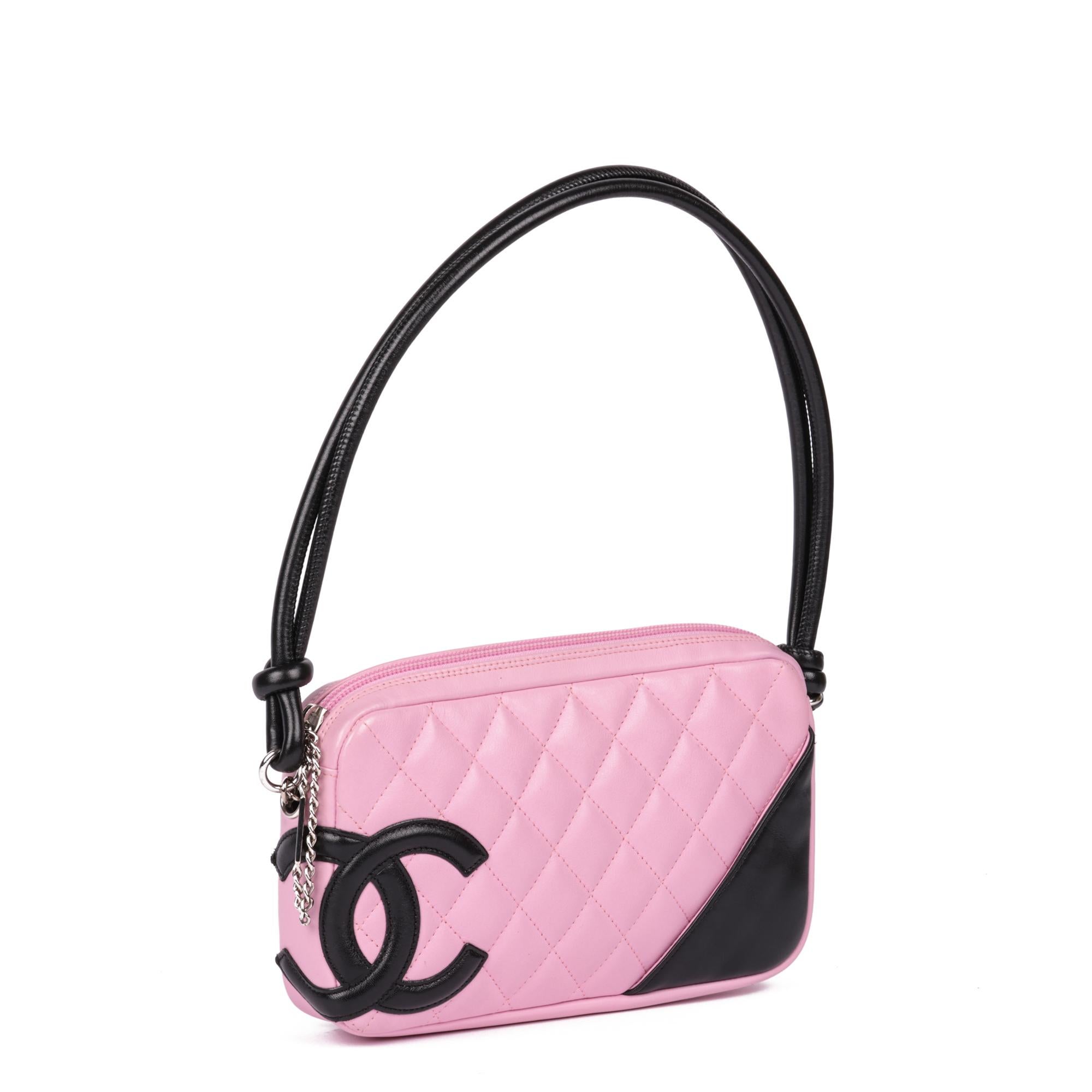 Chanel
Pink & Black Quilted Lambskin Cambon Shoulder Pochette

Serial Number: 9111629
Age (Circa): 2005
Accompanied By: Chanel Dust Bag
Authenticity Details: Authenticity Card, Serial Sticker (Made in Italy)
Gender: Ladies
Type: Shoulder, Top
