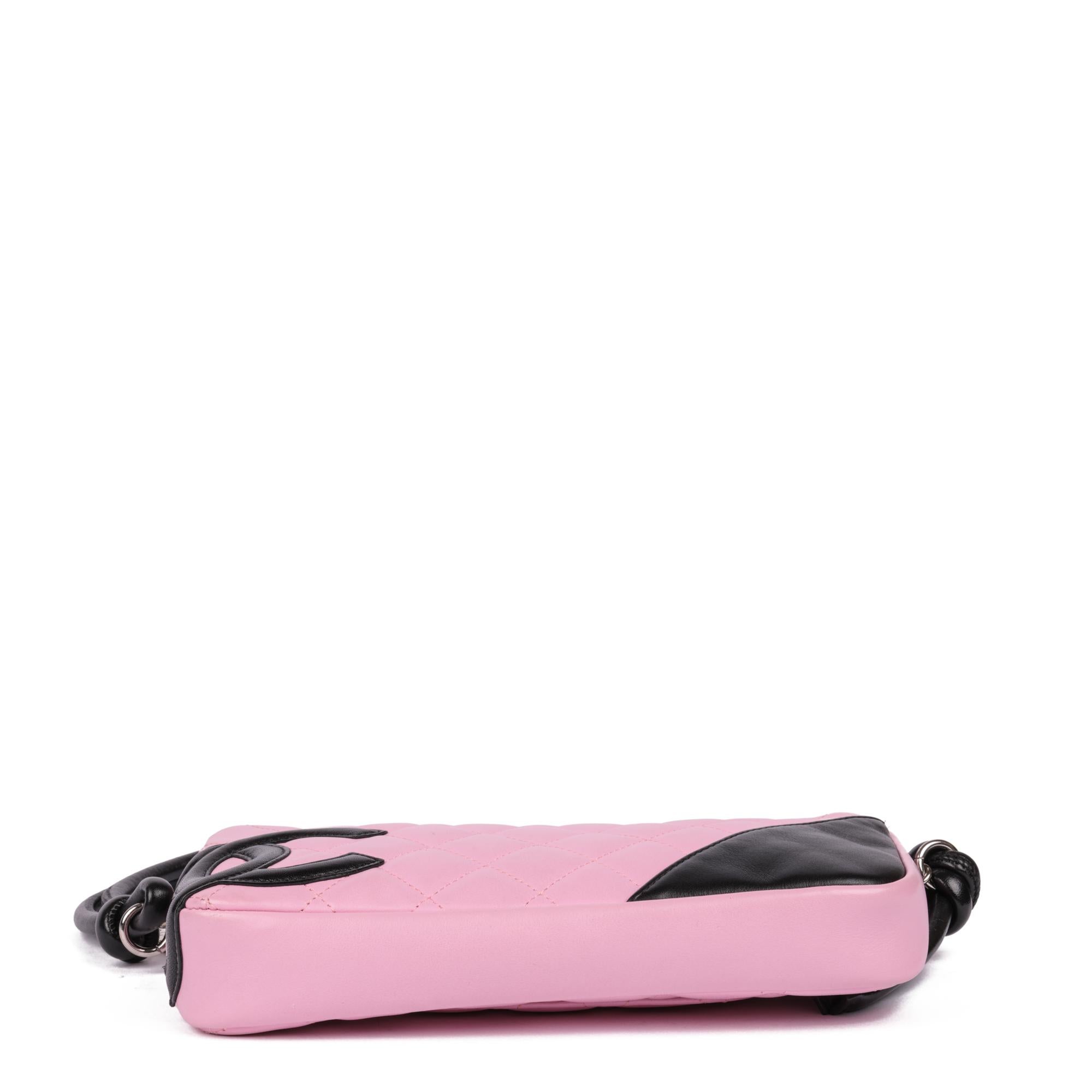 Chanel Pink & Black Quilted Lambskin Cambon Shoulder Pochette 2