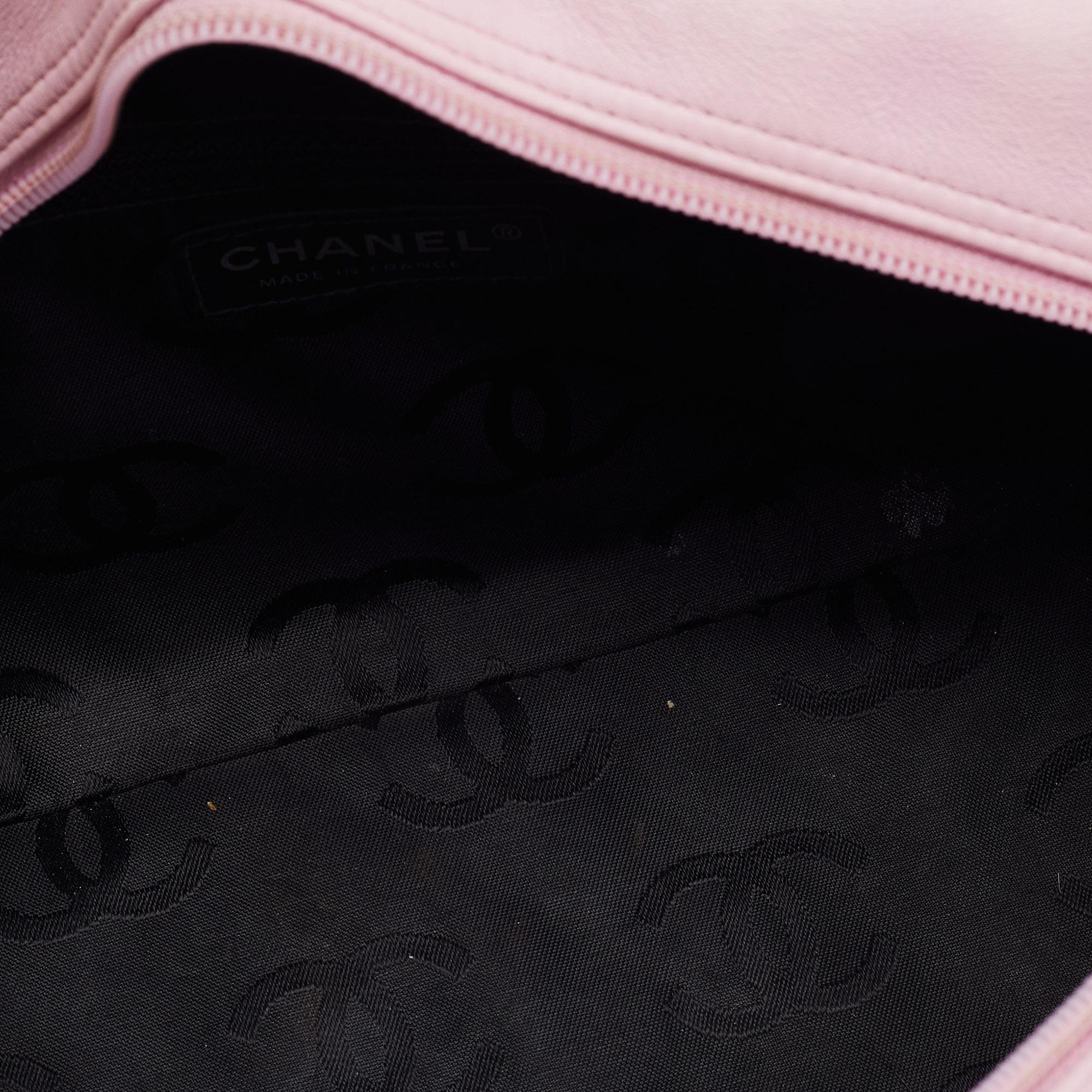 Chanel Pink/Black Quilted Leather CC Ligne Cambon Bag 2
