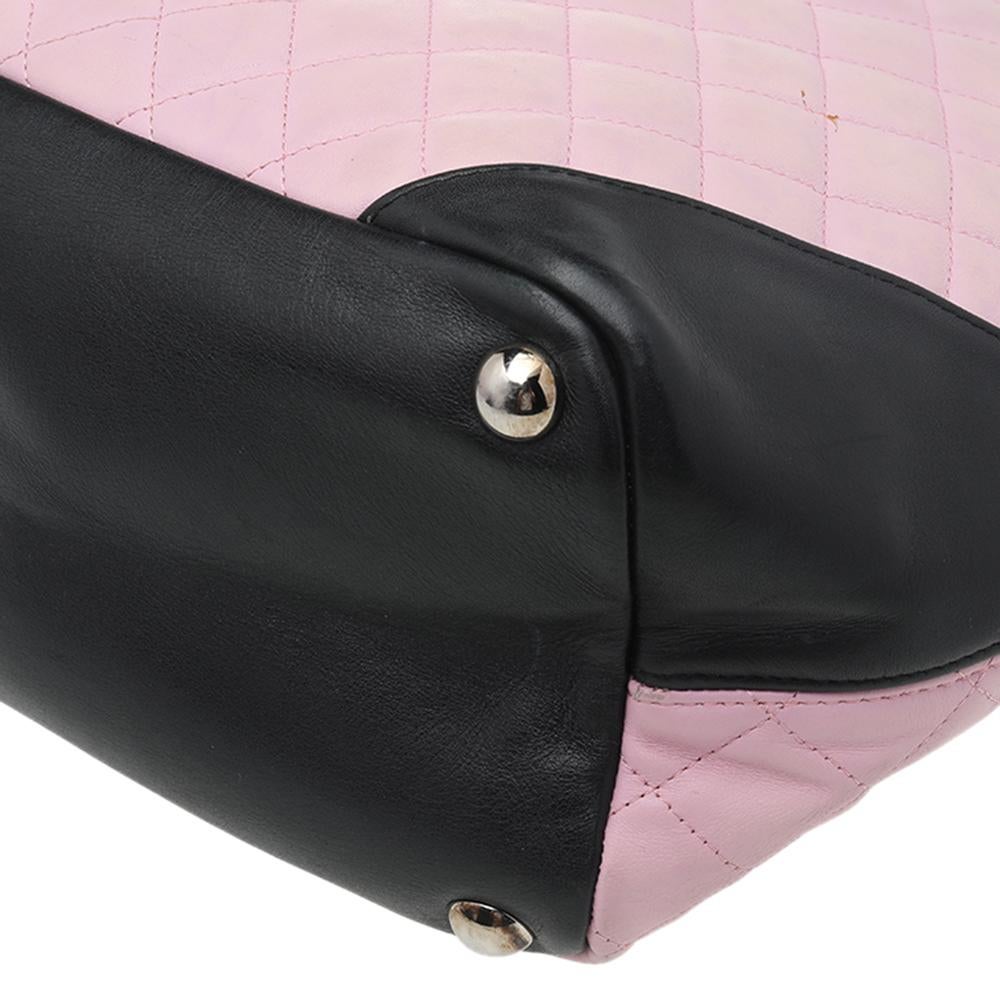 Women's Chanel Pink/Black Quilted Leather Large Ligne Cambon Tote Bag