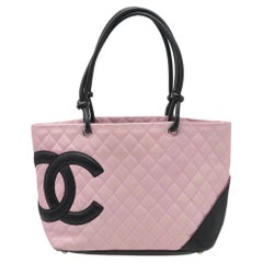 Chanel Pink/Black Quilted Leather Large Ligne Cambon Tote Bag