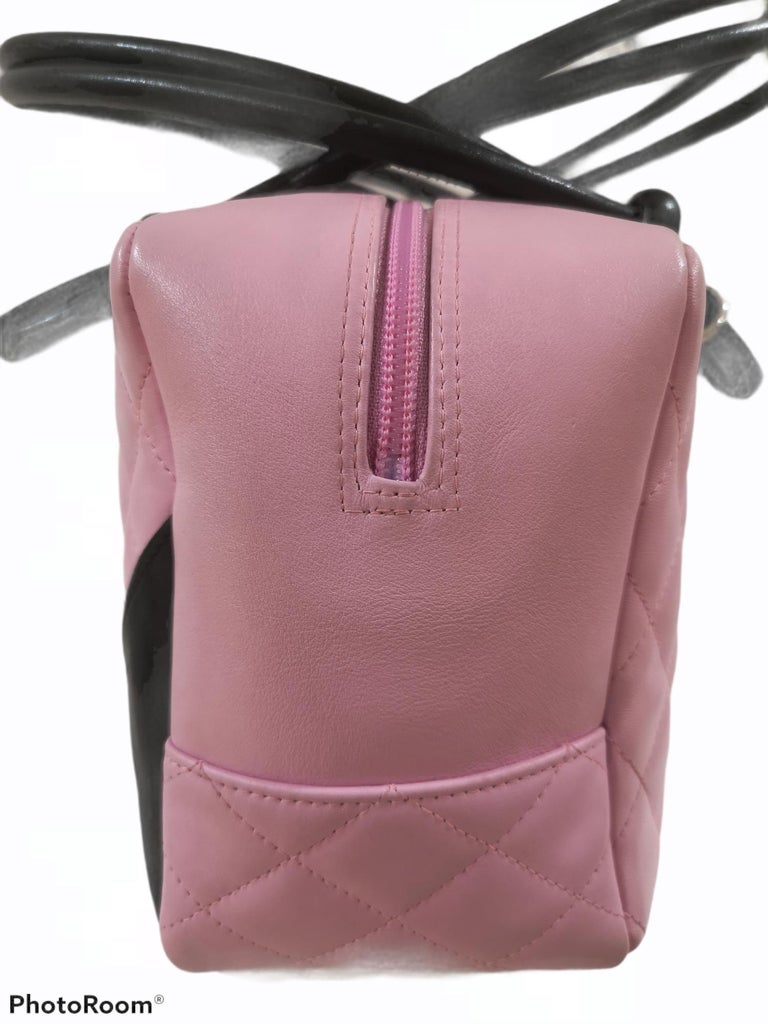 Chanel pink black quilter leather Cambon bowler tote bag / shoulder bag at  1stDibs