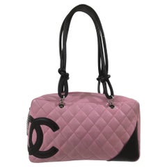 pink leather chanel bag black