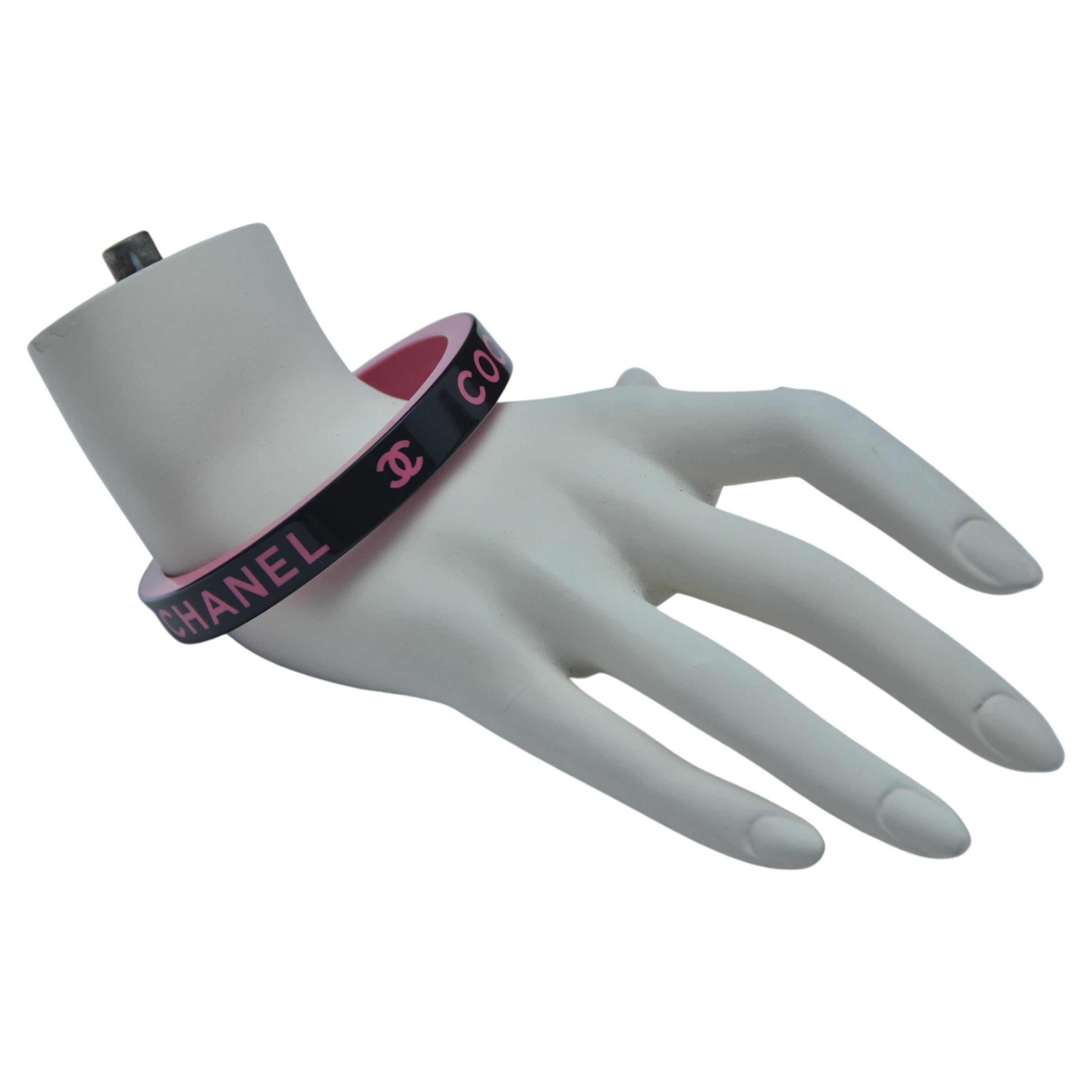 CHANEL Pink/Black Resin Bracelet NEW 