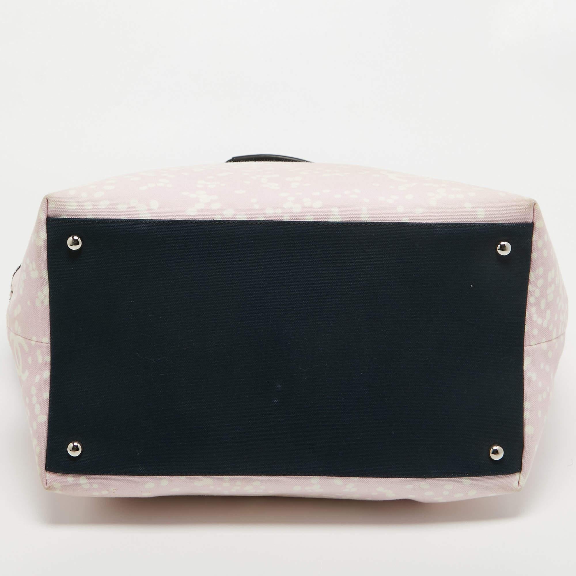 Chanel Pink/ Black Terry Cloth Canvas Tote 8