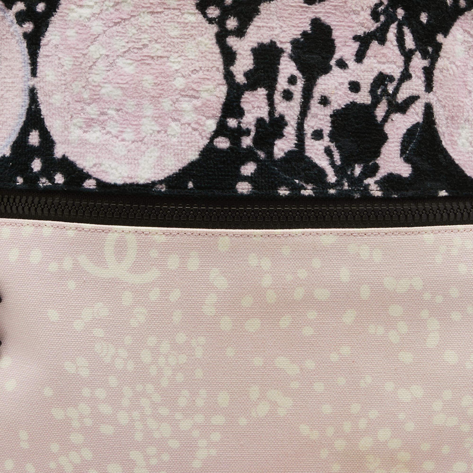 Women's Chanel Pink/ Black Terry Cloth Canvas Tote