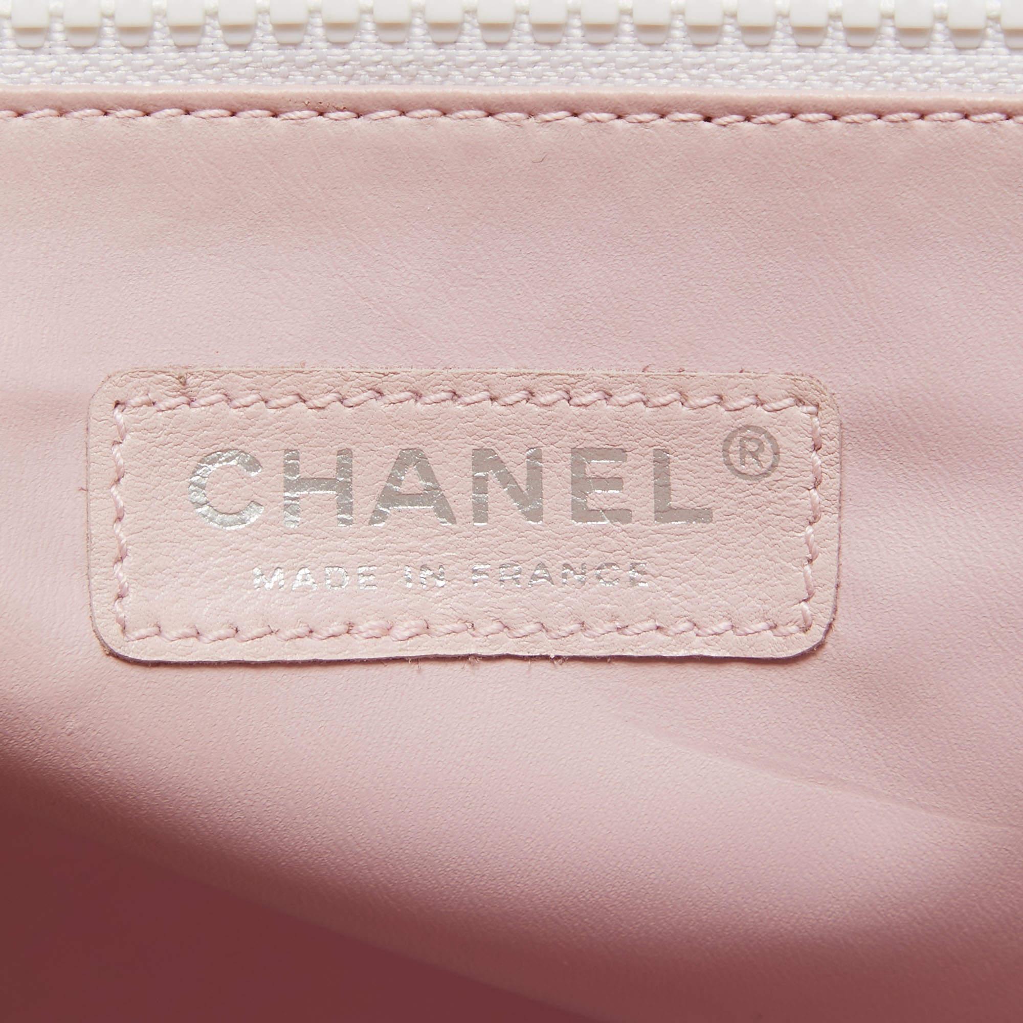 Chanel Pink/ Black Terry Cloth Canvas Tote 1