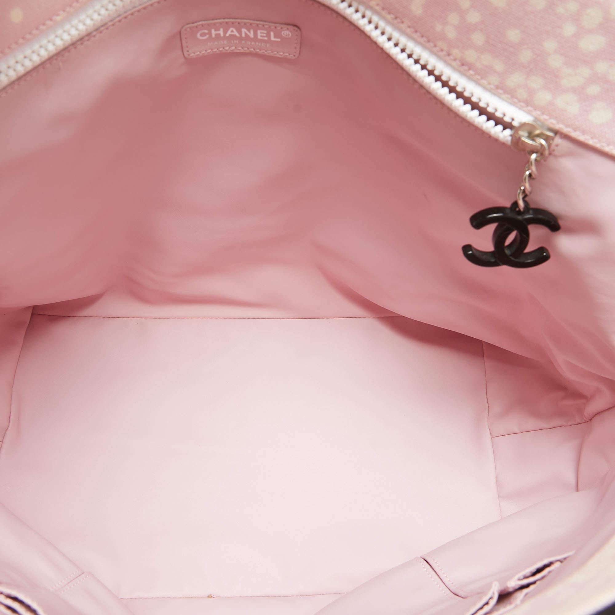Chanel Pink/ Black Terry Cloth Canvas Tote 4
