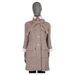 CHANEL pink black wool 2016 16A ROME LEATHER TRIM TWEED Coat Jacket 40 M