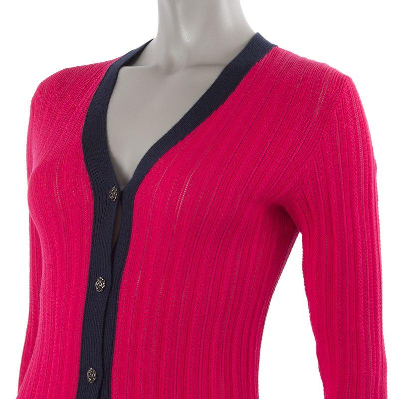CHANEL Strickjacke/Pullover aus Kaschmirmischung in Rosa & Blau XS (Rot) im Angebot
