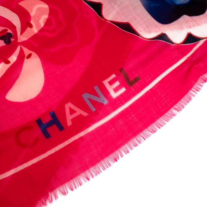 Chanel Pink & Blue Cruise Floral Print Cashmere Shawl 1