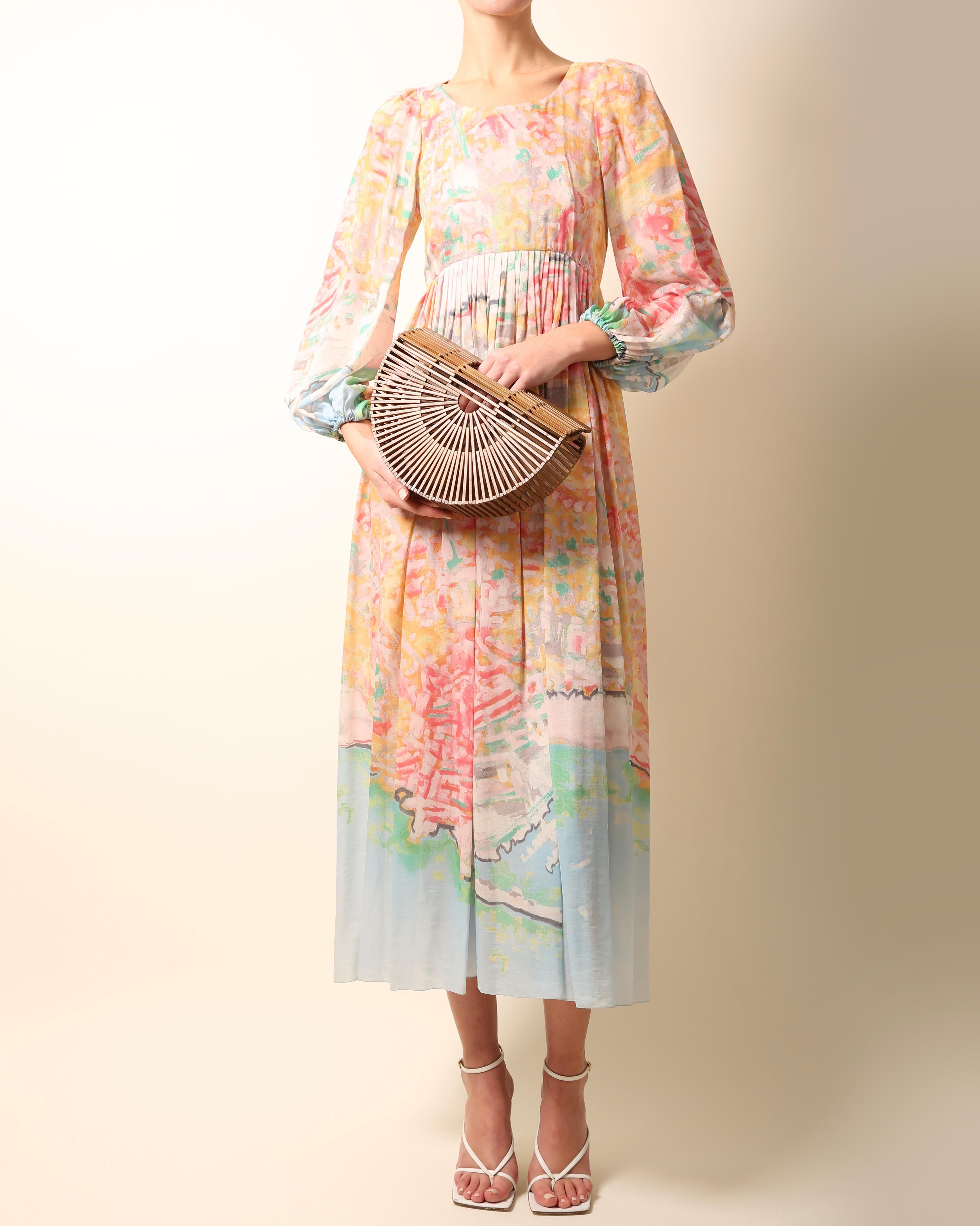 pastel midi dress with sleeves