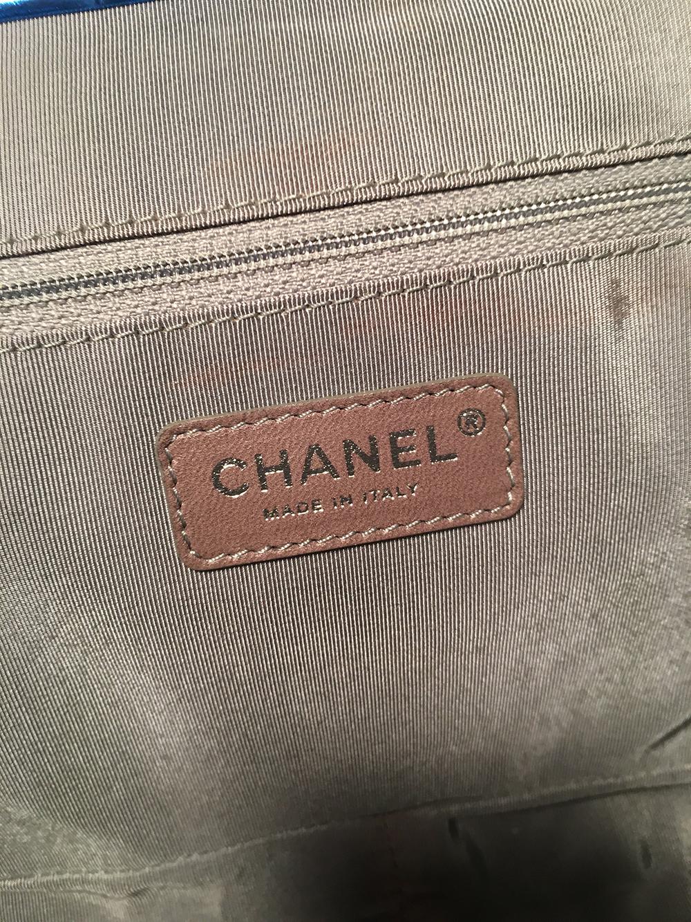 Chanel Pink Blue Silver Black Metallic Leather Classic Flap Frame Shoulder Bag 3