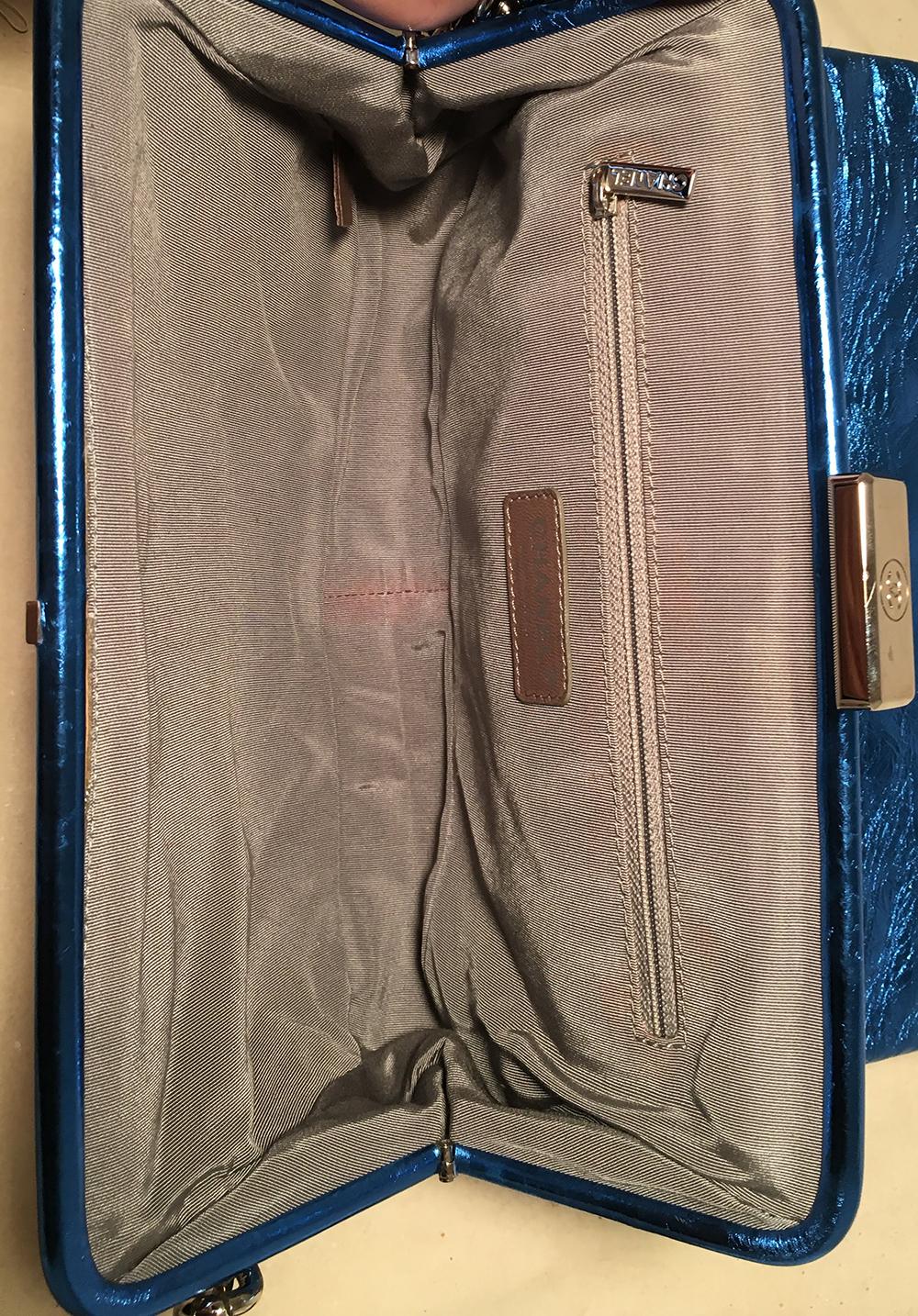Chanel Pink Blue Silver Black Metallic Leather Classic Flap Frame Shoulder Bag 2
