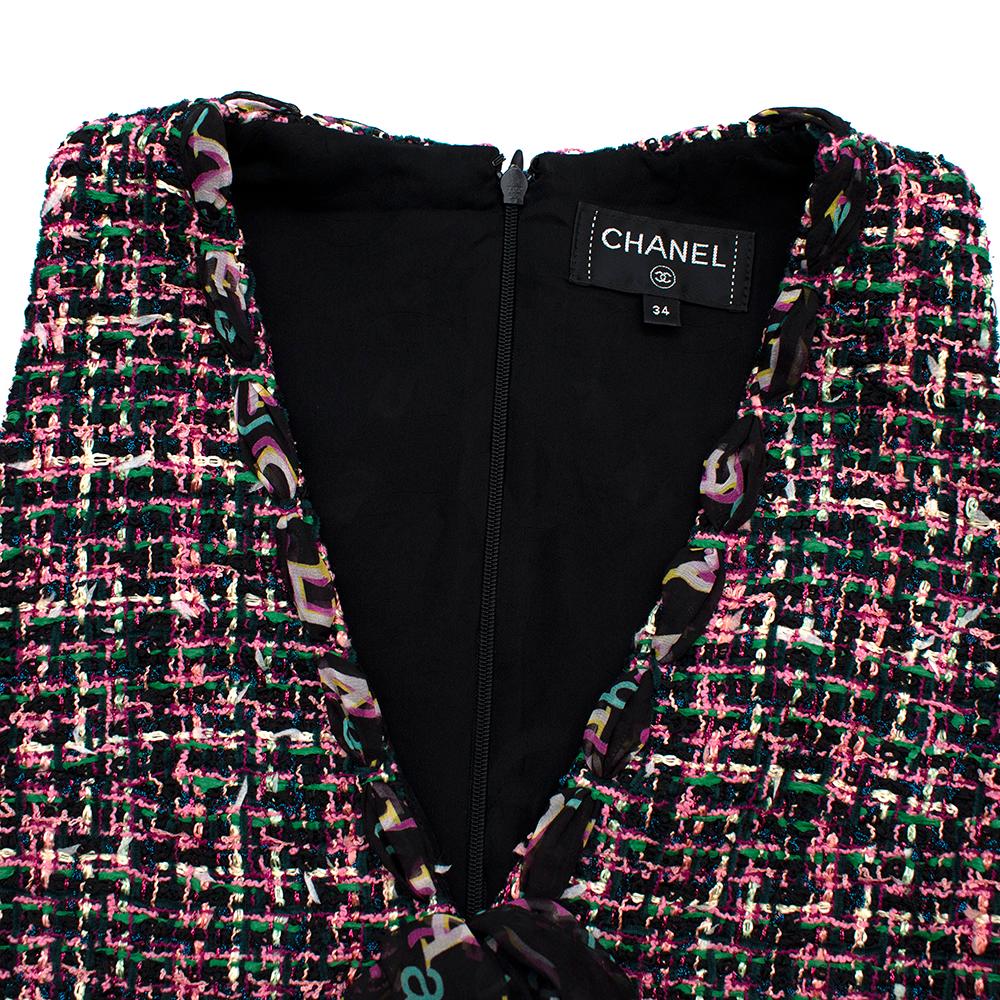 Chanel Pink Boucle Tweed Bow Detail Mini Dress - Size US 0-2 1