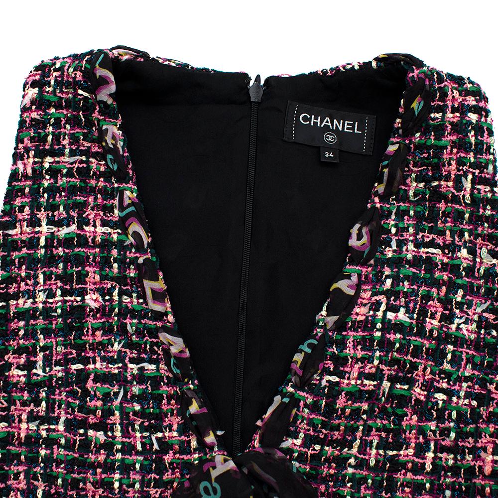 Chanel Pink Boucle Tweed Bow Detail Mini Dress - Size US 0-2 4