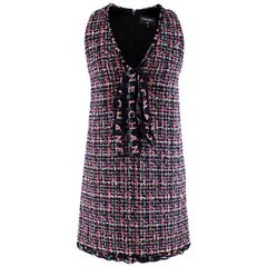 Chanel Pink Boucle Tweed Bow Detail Mini Dress - Size US 0-2