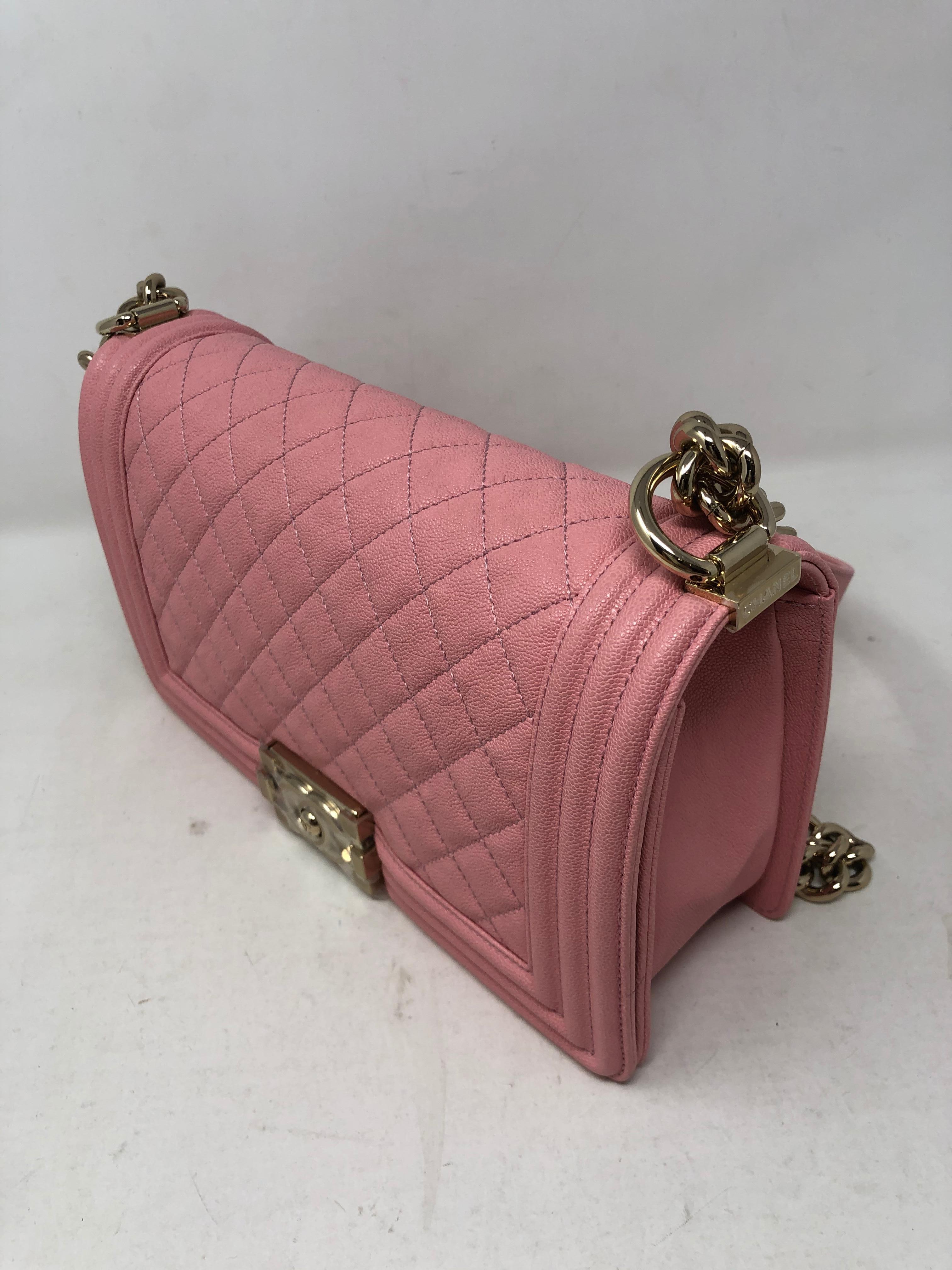 Brown Chanel Pink Boy Bag Gold Hardware