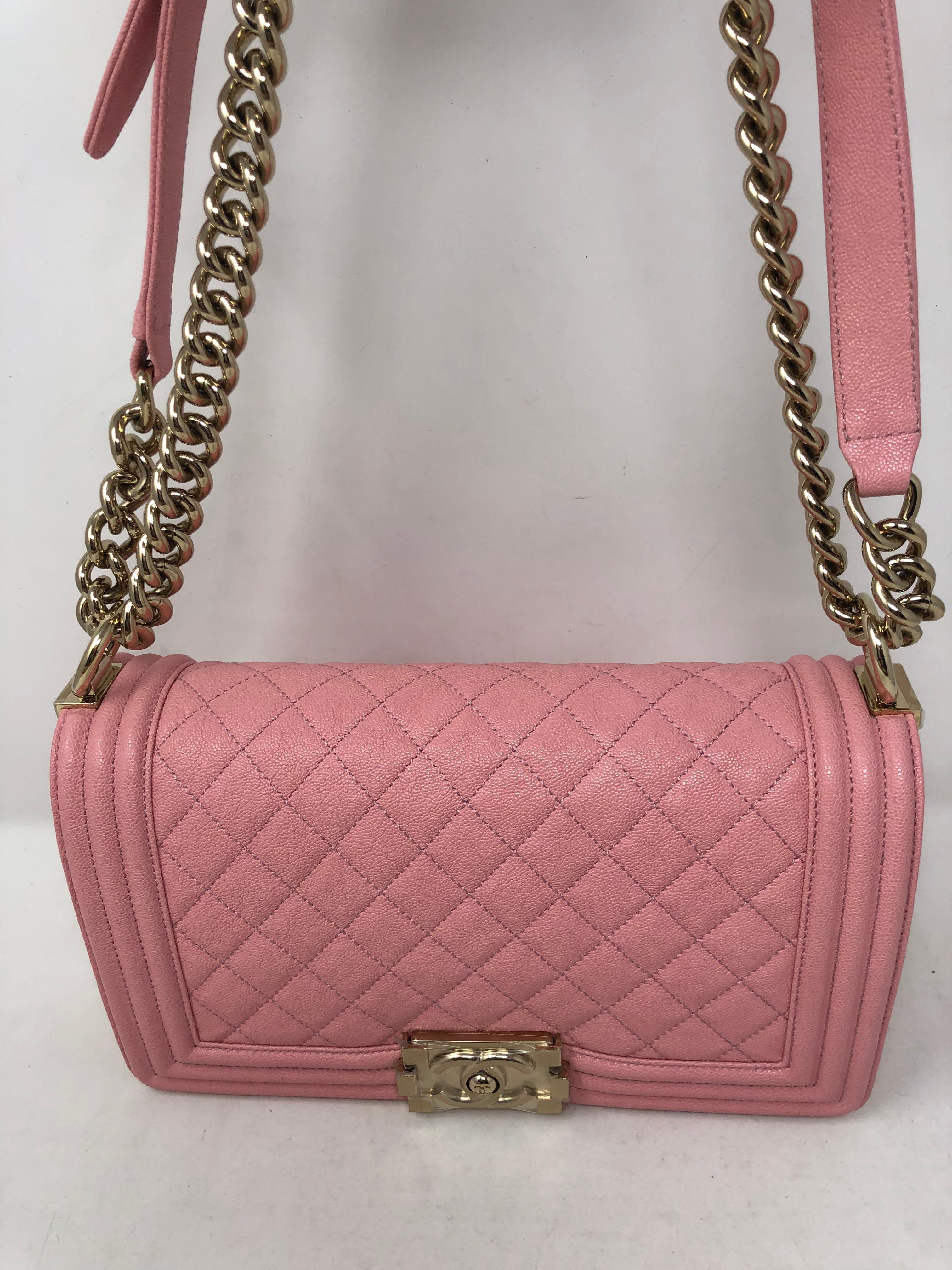 Chanel Pink Boy Bag Gold Hardware In New Condition In Athens, GA