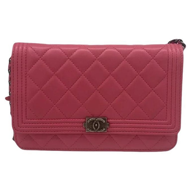 NIB Chanel Fuchsia Pink Classic Trendy CC Wallet on Chain WOC Mini