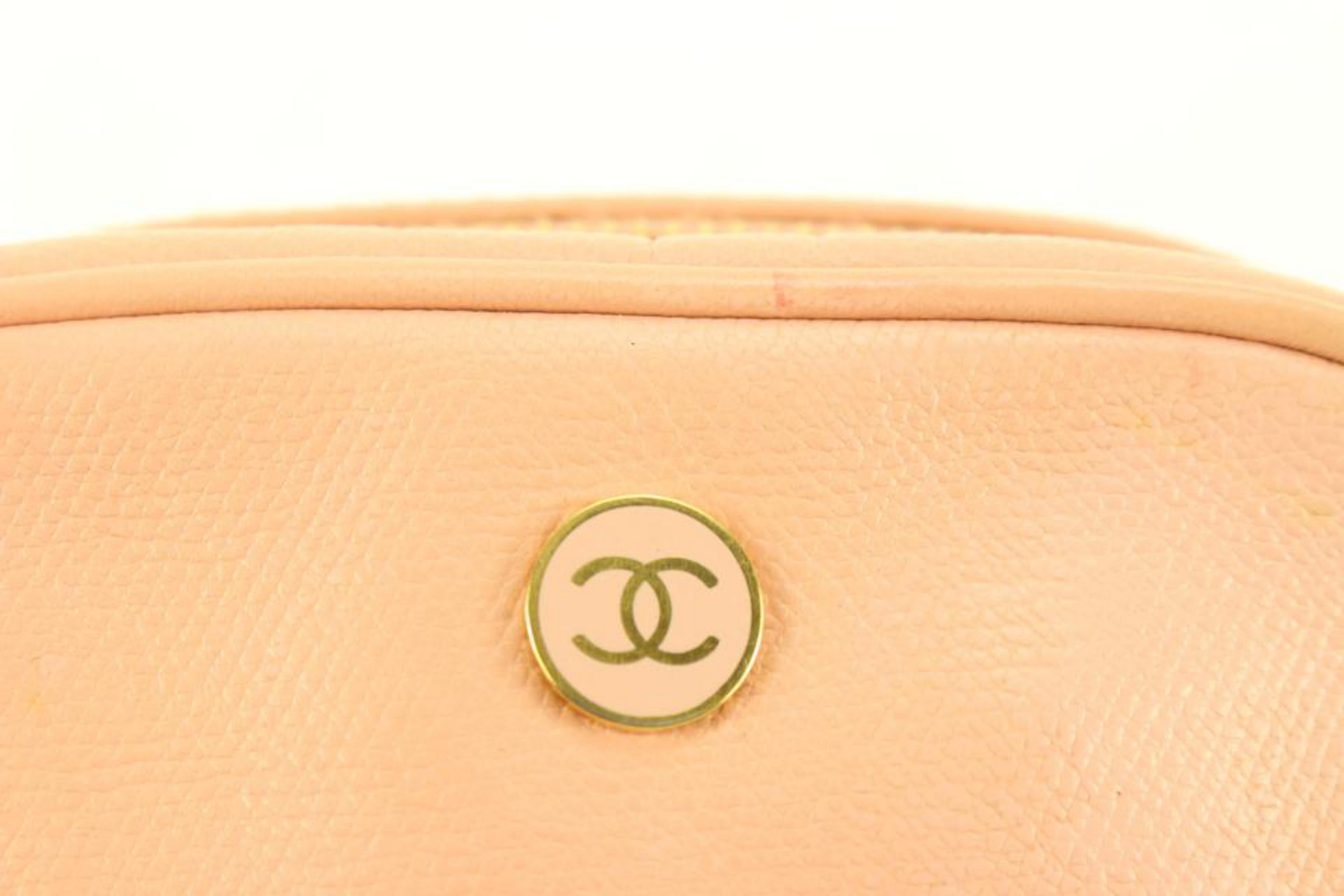 Chanel Pink Calfskin Button Line Cosmetic Case Make Up Pouch 66cz429s 3
