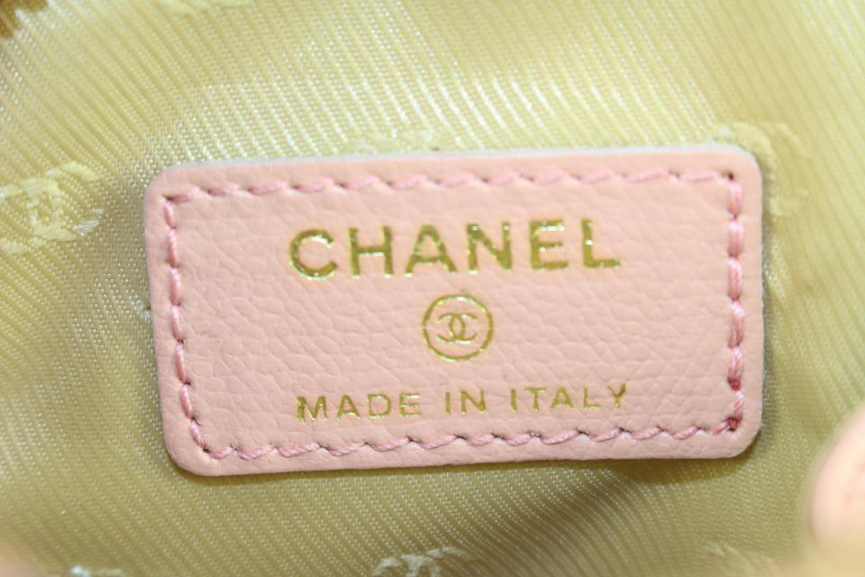 Chanel Pink Calfskin Button Line Cosmetic Case Make Up Pouch 66cz429s In Good Condition In Dix hills, NY