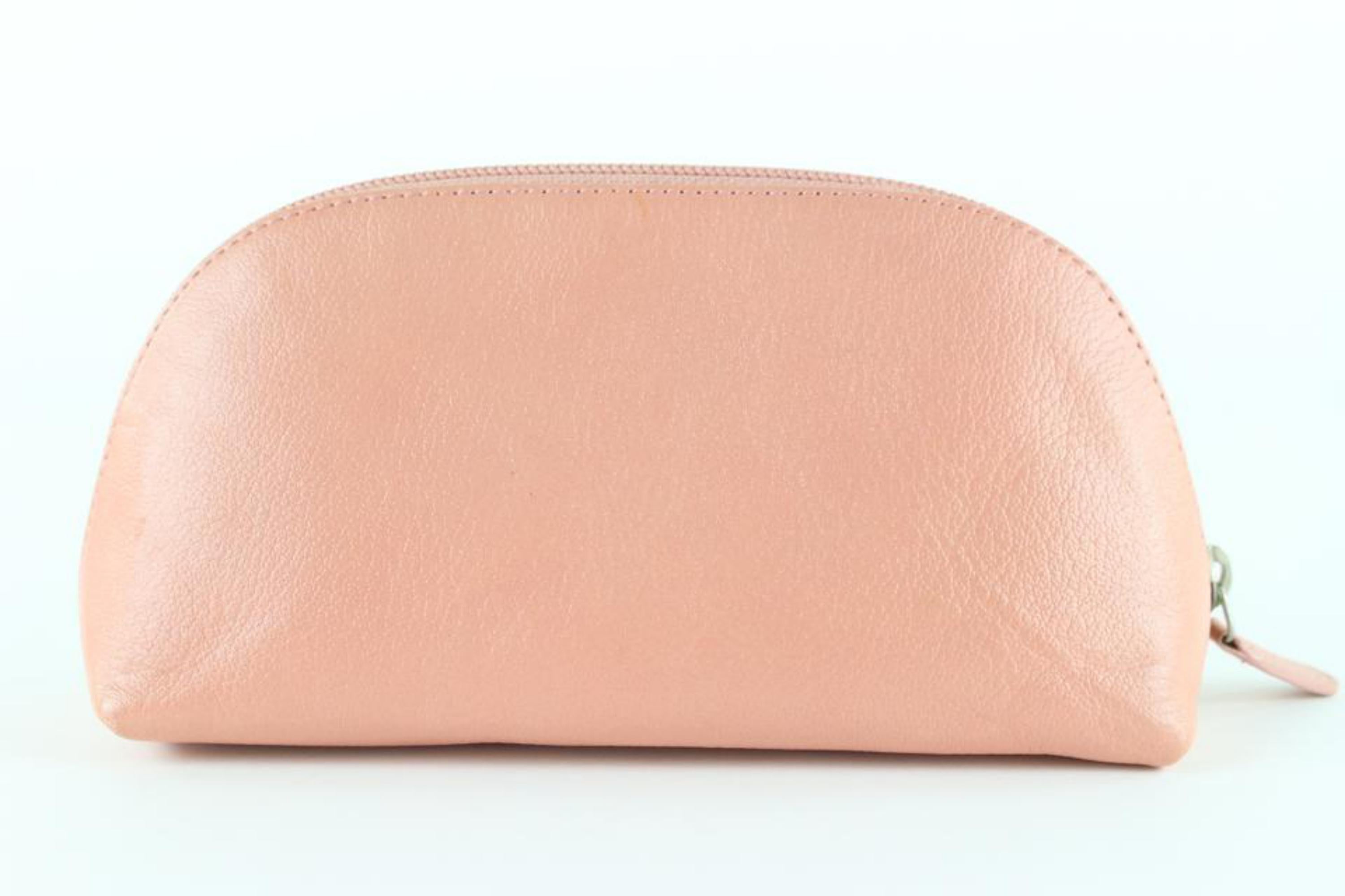 Chanel Pink Calfskin CC Jacket Cosmetic Case Toiletry Pouch 1CC1026 2
