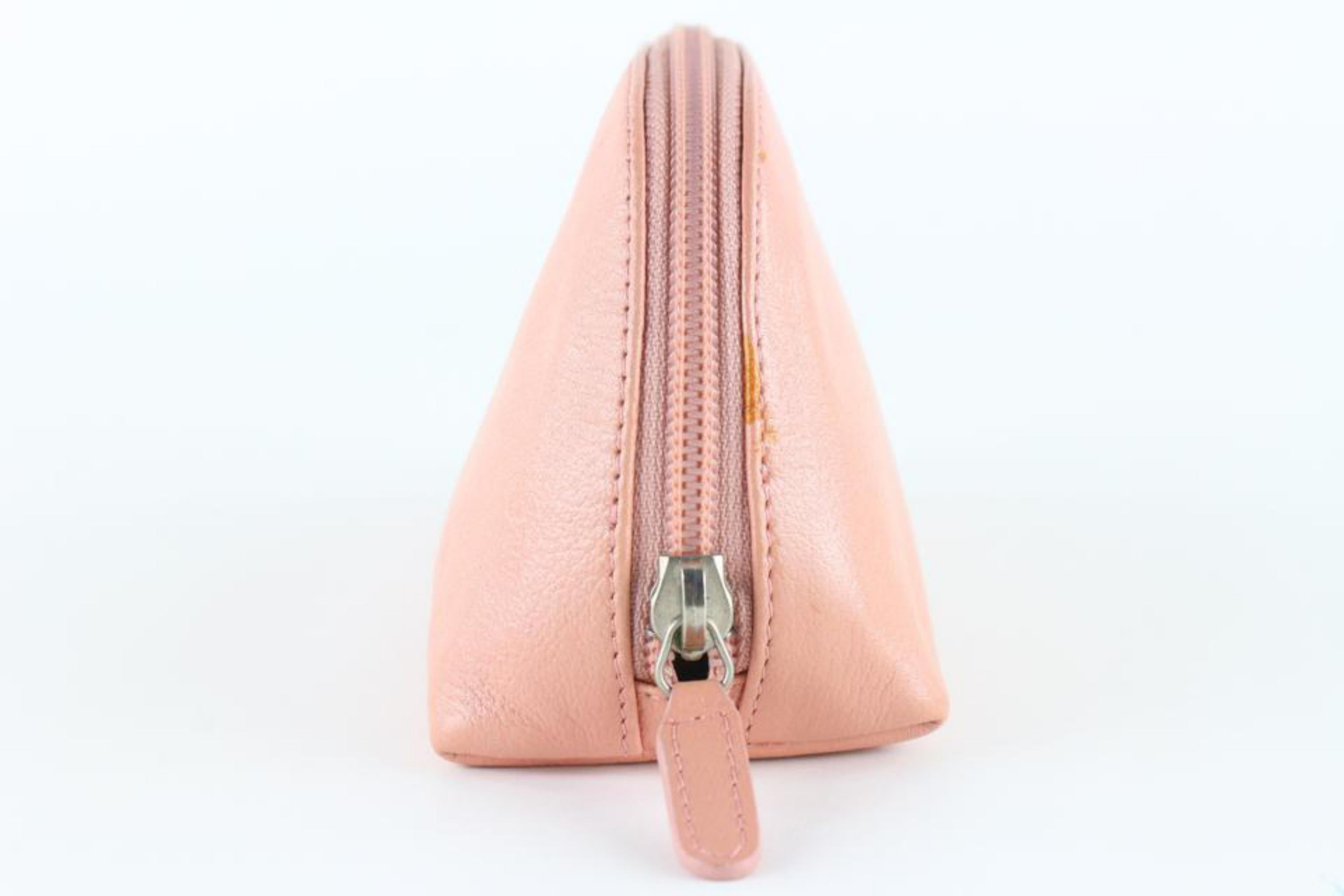 Chanel Pink Calfskin CC Jacket Cosmetic Case Toiletry Pouch 1CC1026 3