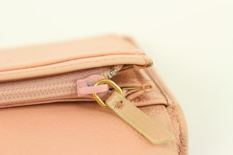 CC CLASSIC SMALL ZIPPED POUCH 15 PALE PINK CALFSKIN GOLD ICON