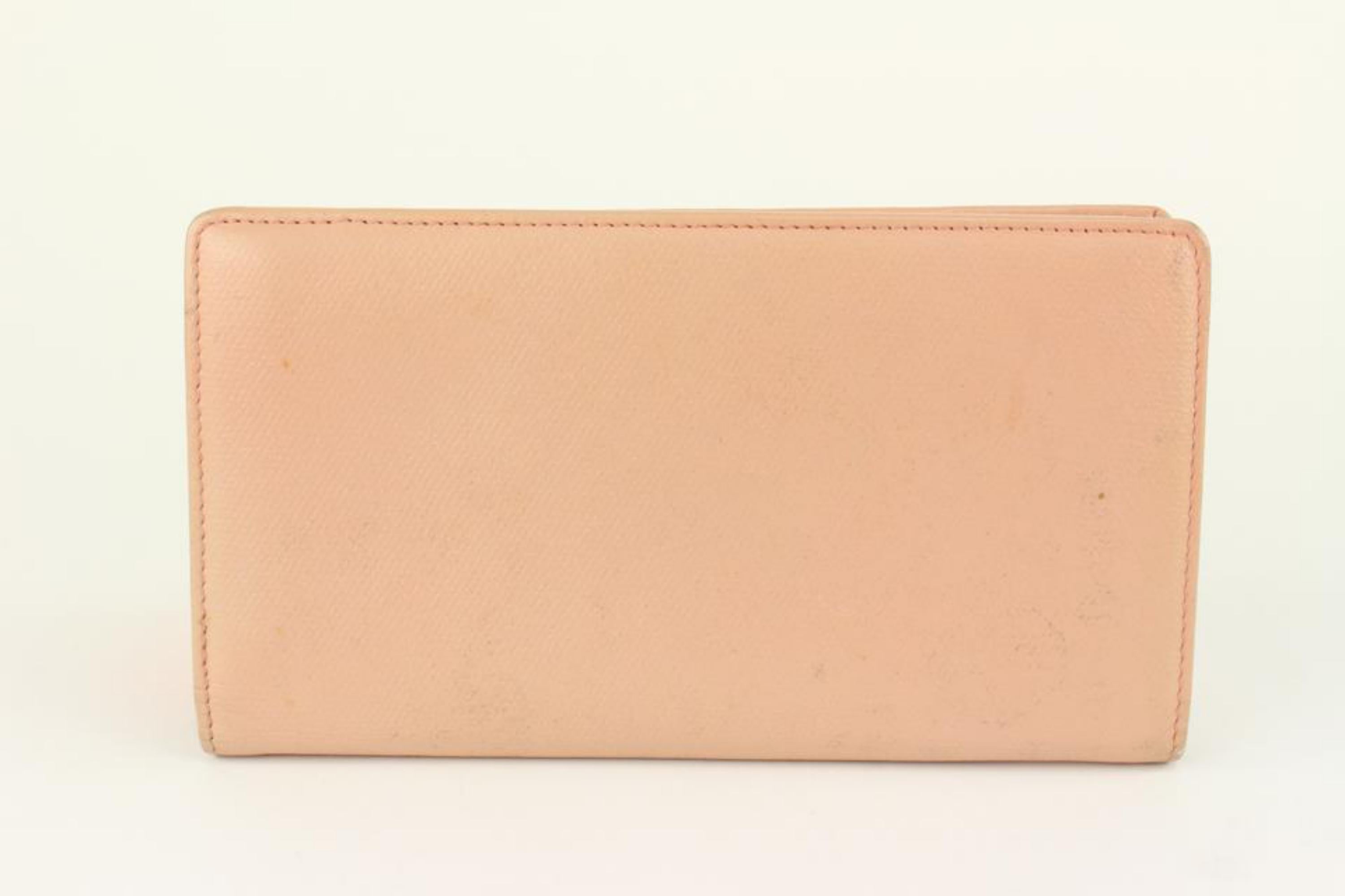 Chanel Pink Calfskin Leather Button Line CC Logo Long Wallet 122c1 For Sale 1