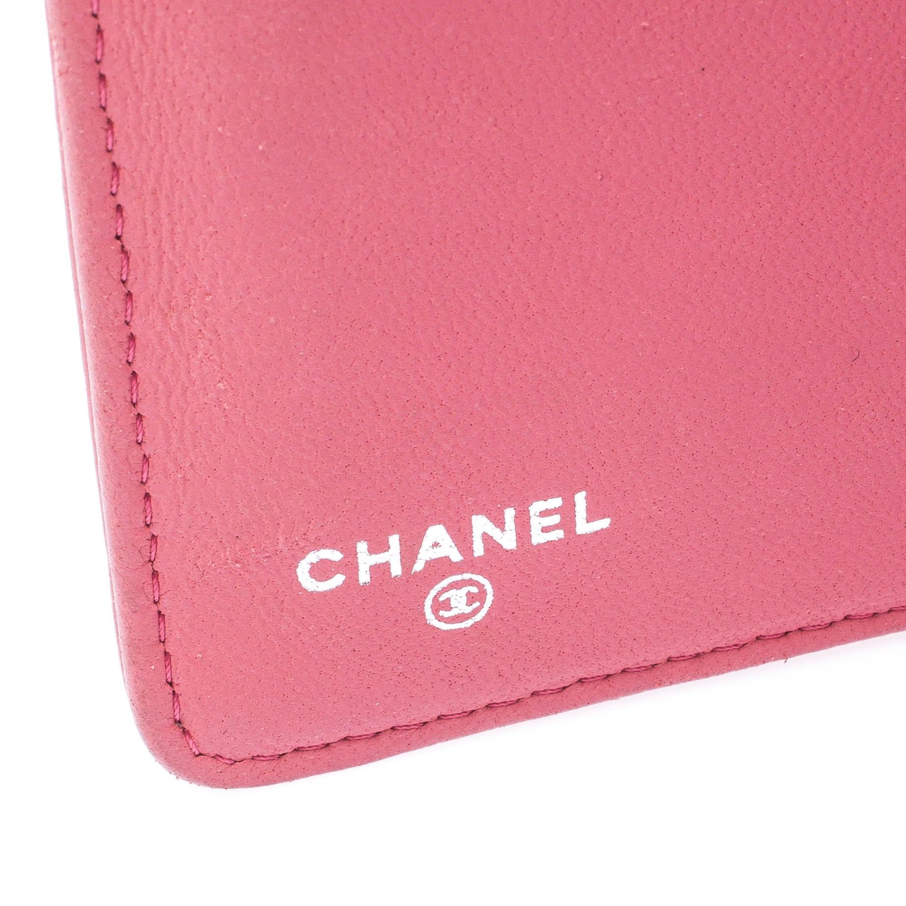 Chanel Pink Camellia Leather CC Wallet 3