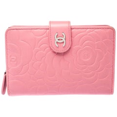 Chanel Pink Camellia Leather CC Wallet