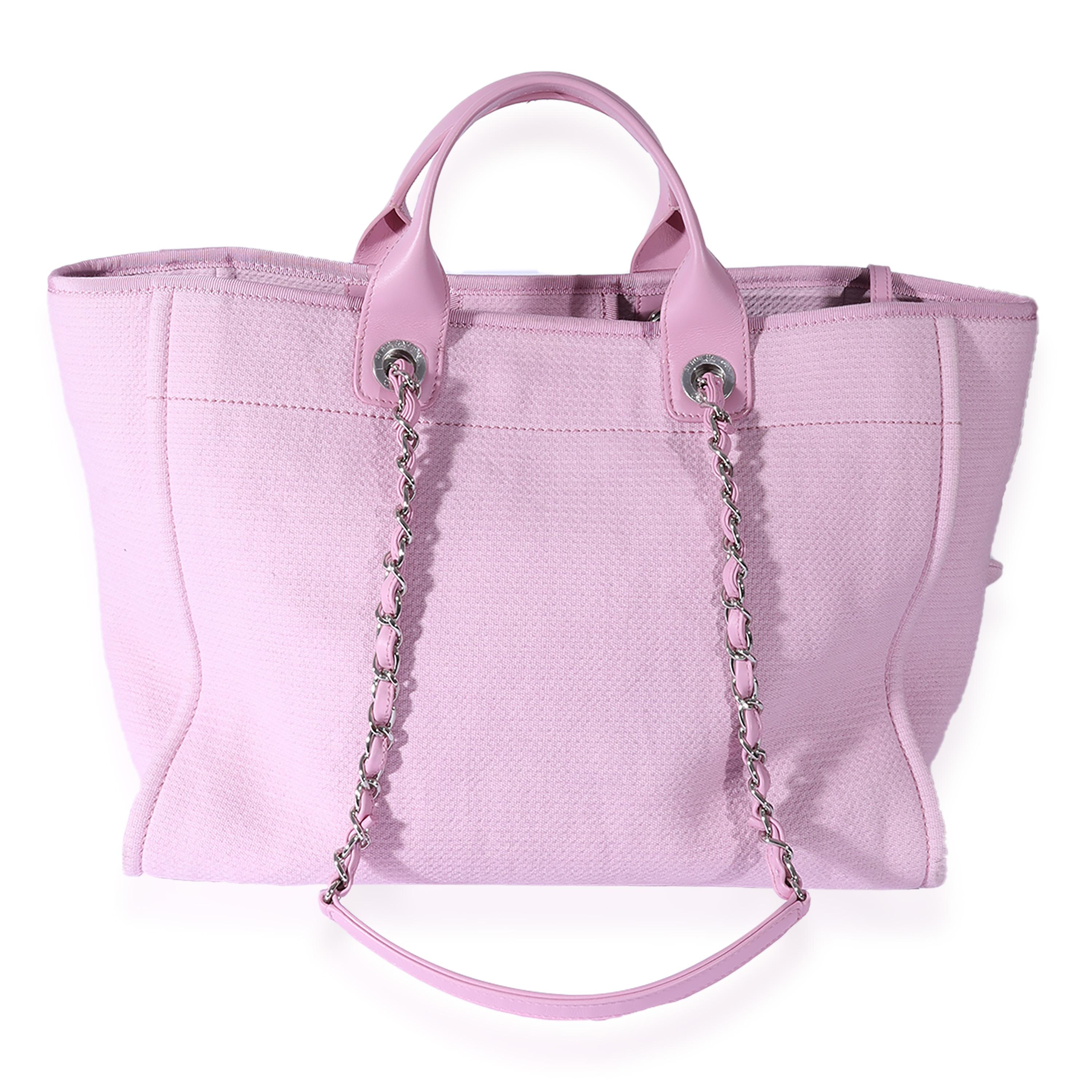 Chanel Pink Canvas Large Deauville Tote In Excellent Condition In New York, NY