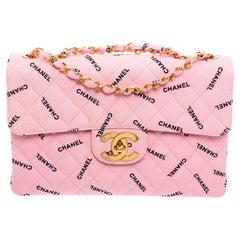 Chanel Pink Canvas Logo Jumbo XL Maxi Single Flap Bag