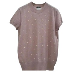 Top Chanel con perle di cashmer rosa