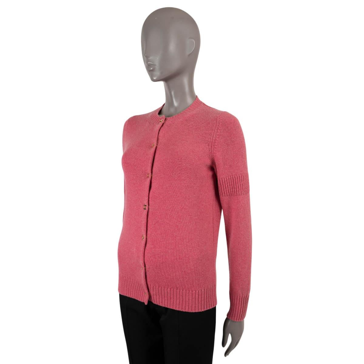 Women's CHANEL pink cashmere 2009 09A CC TURNLOCK Cardigan Sweater 38 S For Sale