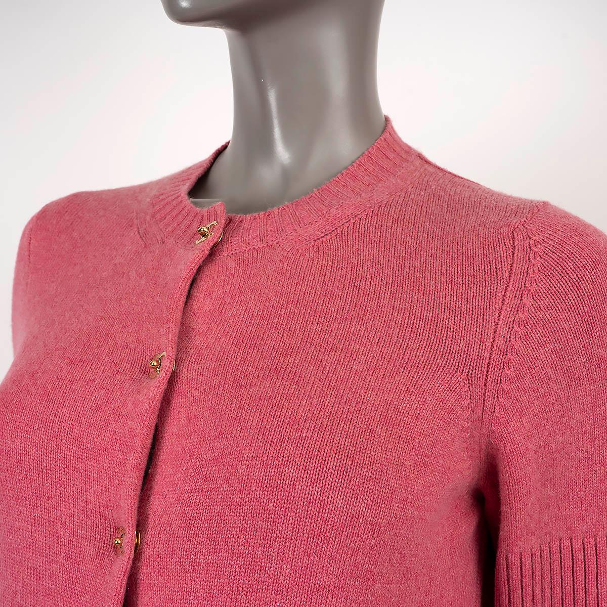 CHANEL pink cashmere 2009 09A CC TURNLOCK Cardigan Sweater 38 S For Sale 2