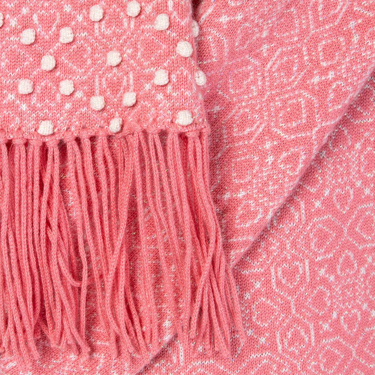 CHANEL pink cashmere 2012 BOMBAY SCARF Sweater 40 M 3