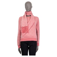 CHANEL pink cashmere 2012 BOMBAY SCARF Sweater 40 M