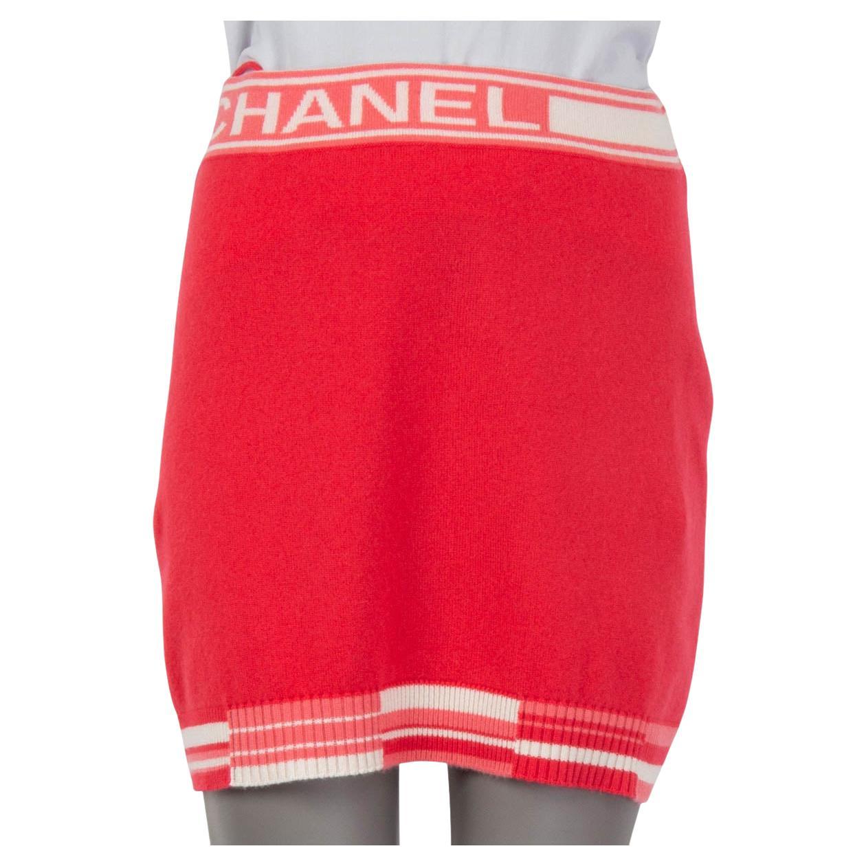 CHANEL pink cashmere 2019 19P LOGO MINI Skirt 36 XS For Sale