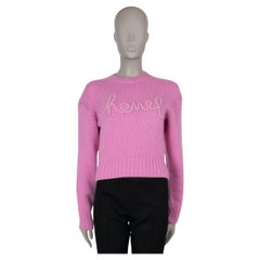 Chanel rosa cashmere 20B LOGO PERLA EMBELLISHED Maglione 36 XS