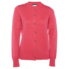 Chanel Pink Cashmere Buckle Lock Cardigan M