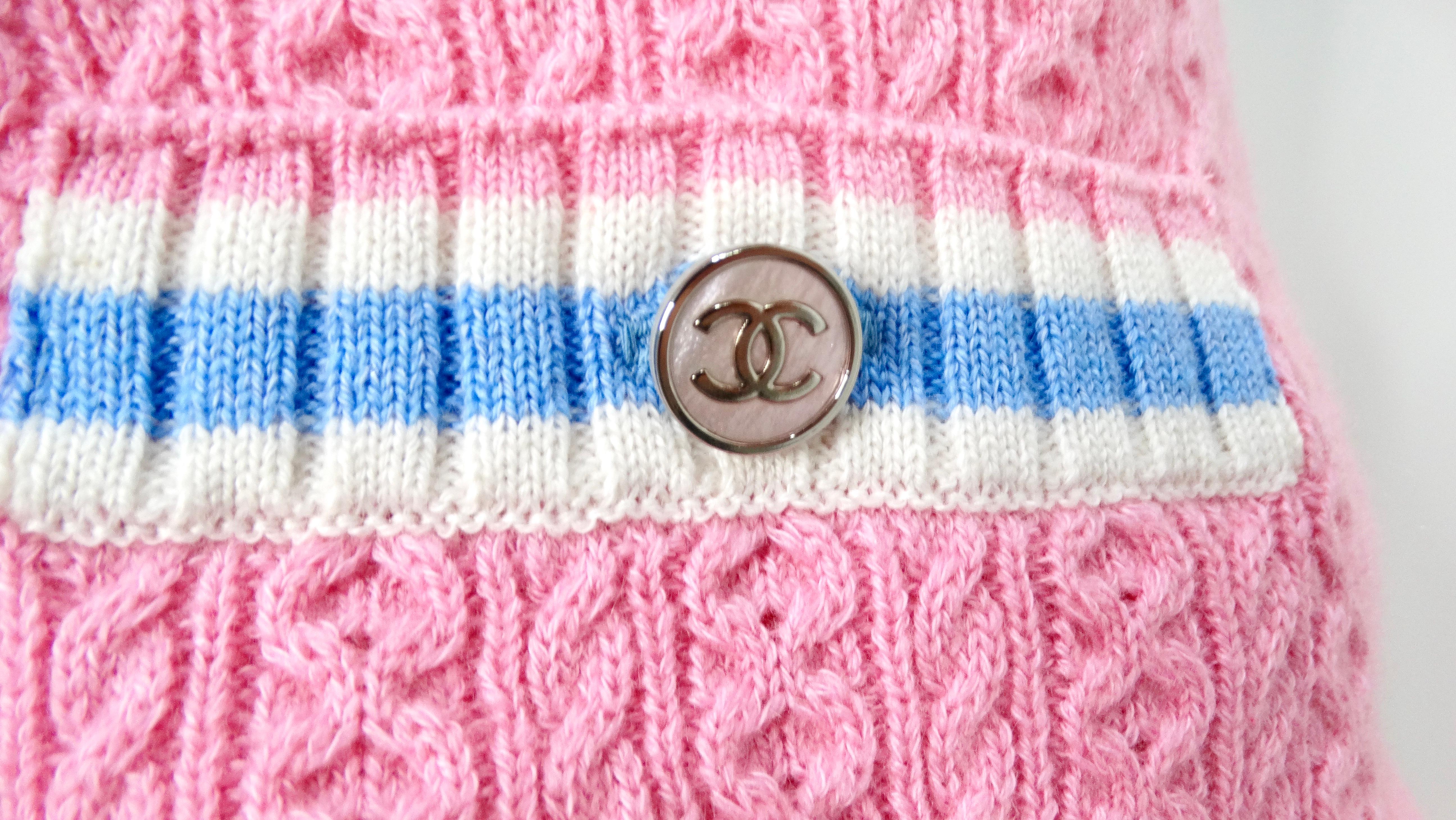 Mini gonna in maglia di cashmere e cotone rosa di Chanel In condizioni buone in vendita a Scottsdale, AZ