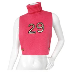 Chanel Pink Cashmere Crystal "29" Turtleneck Vest 2019