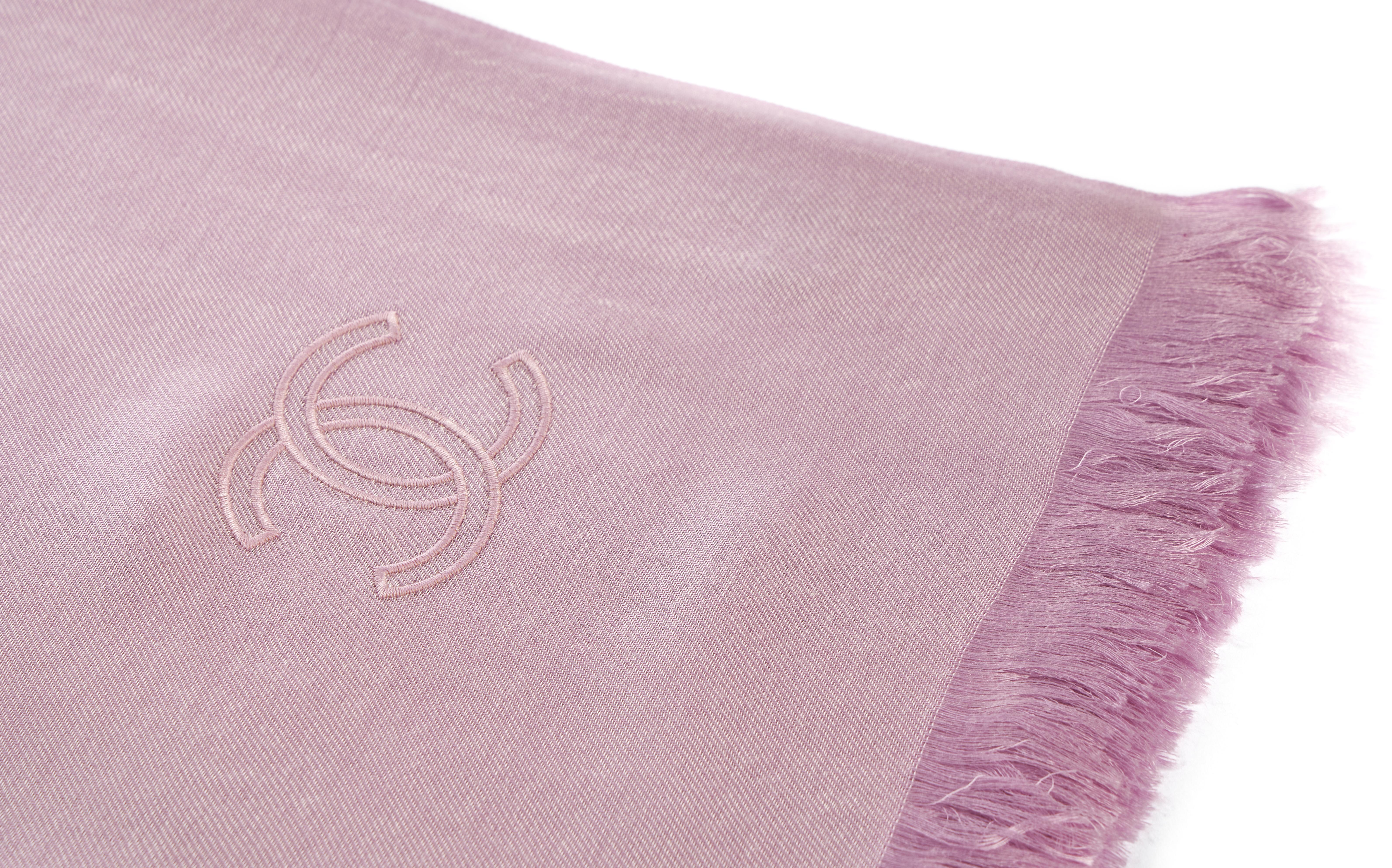 Gray Chanel Pink Cashmere Silk Shawl