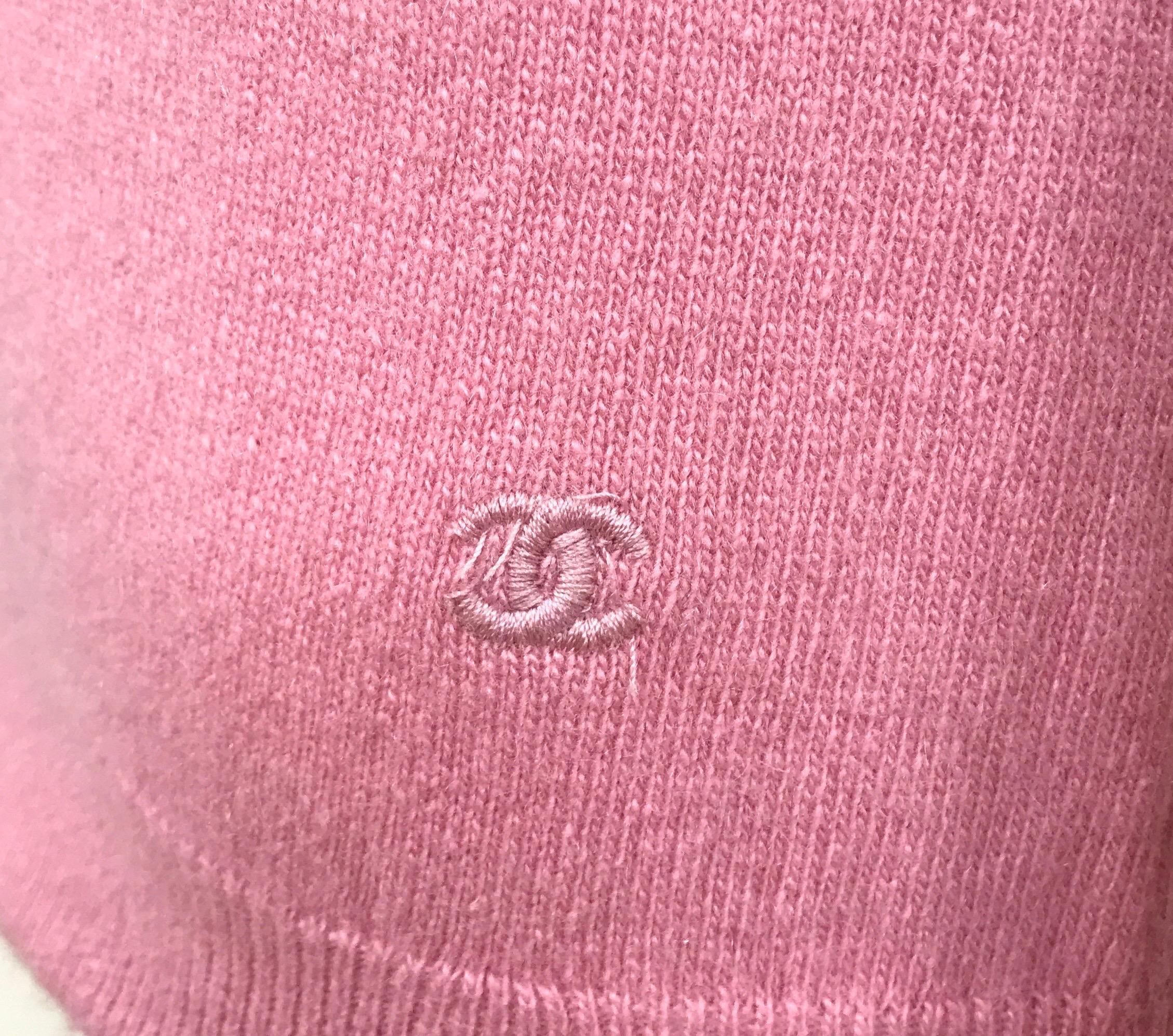 Brown Chanel Pink Cashmere Top w/ Black Trim-44