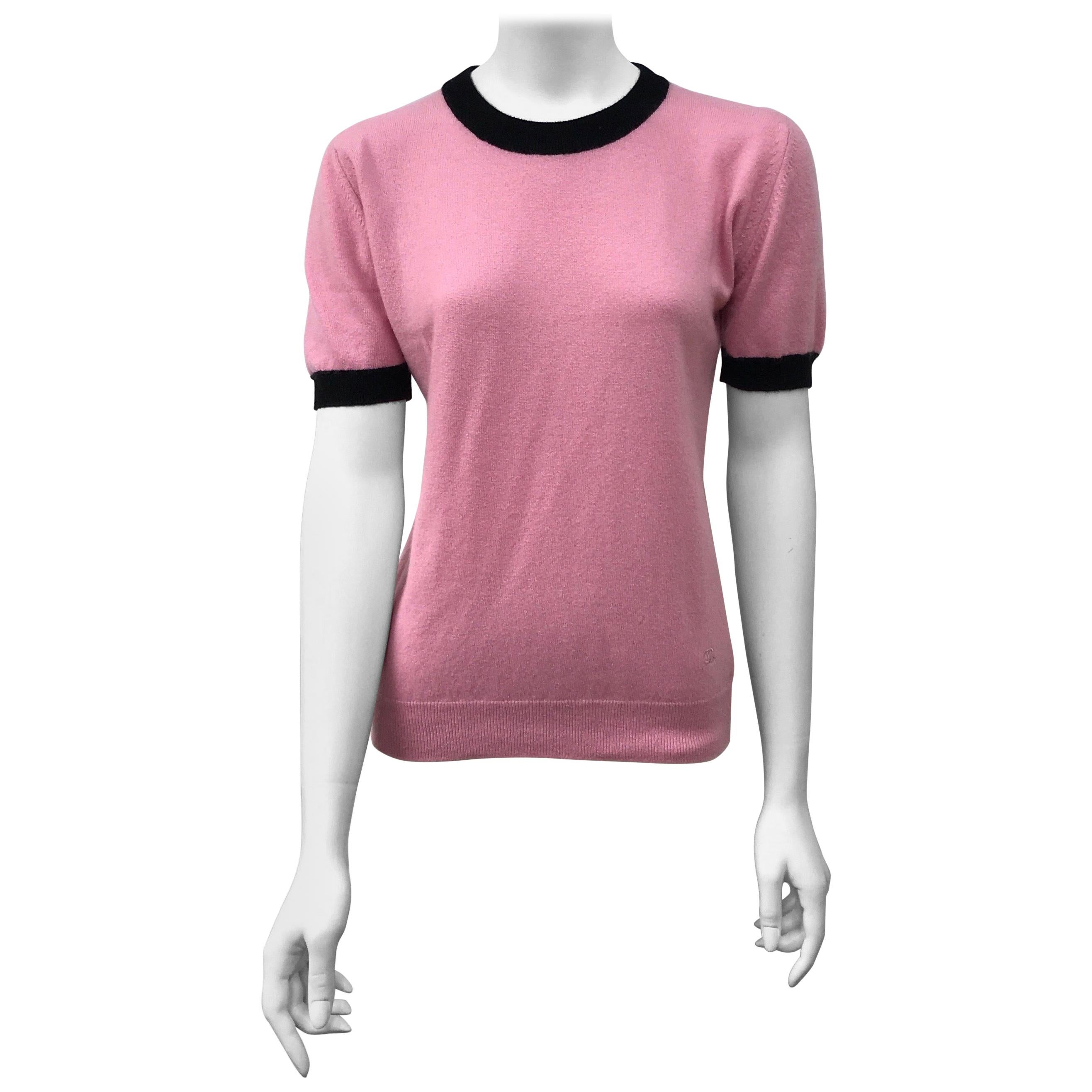 Chanel Pink Cashmere Top w/ Black Trim-44