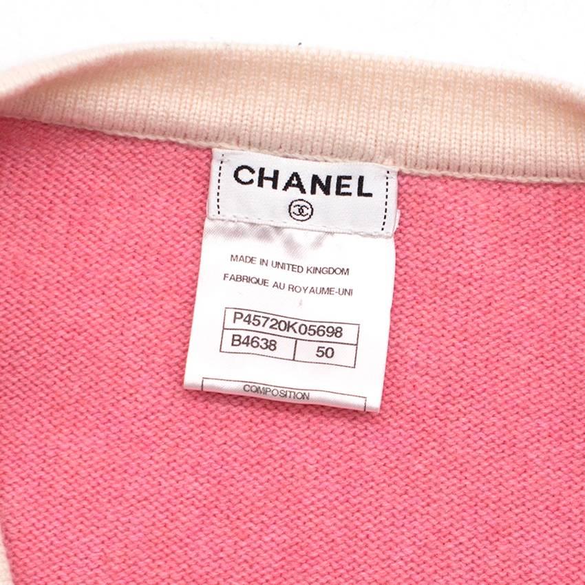 Chanel Pink Cashmere V-neck Cardigan In Good Condition For Sale In London, GB