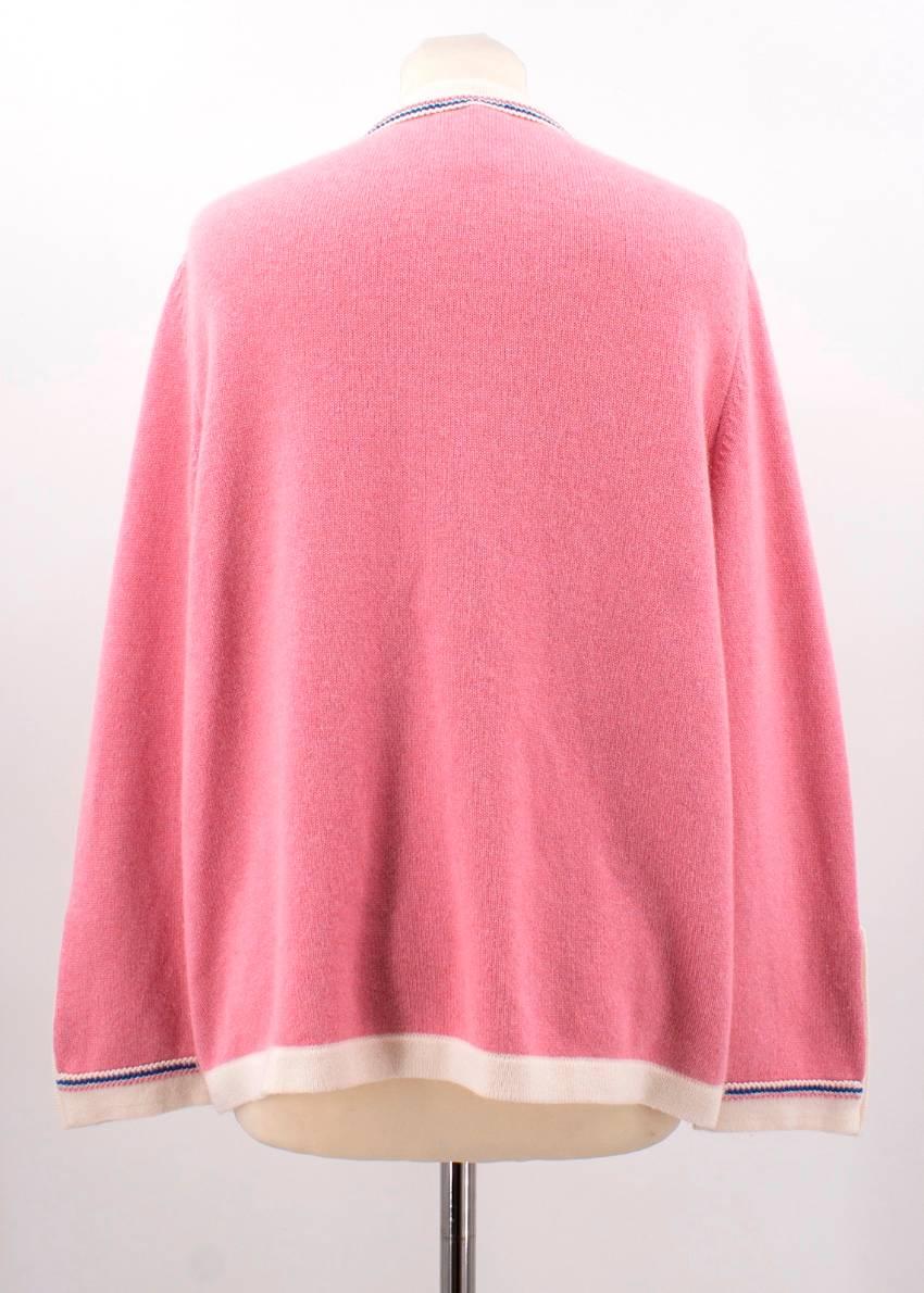 Chanel Pink Cashmere V-neck Cardigan For Sale 1