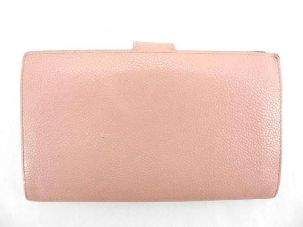 Brown Chanel Pink Caviar Cc Bifold Long Classic 224368 Wallet For Sale